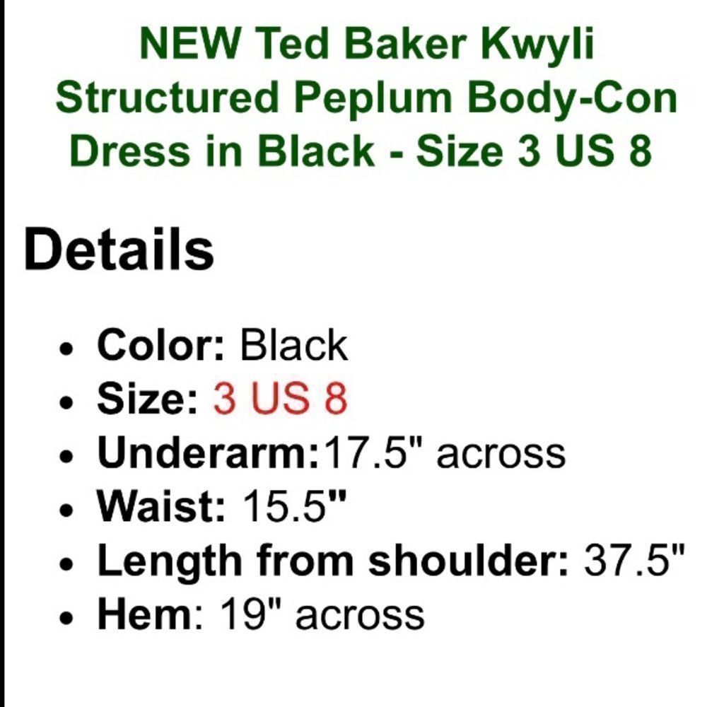 TED BAKER Structured Zip Peplum Dress - Picture 6 of 9